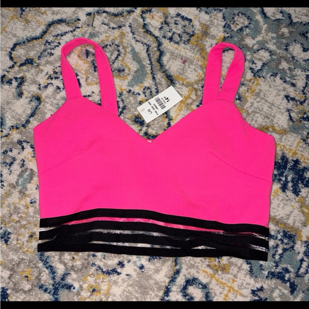 Vibrant Pink and Black Women's Crop Top